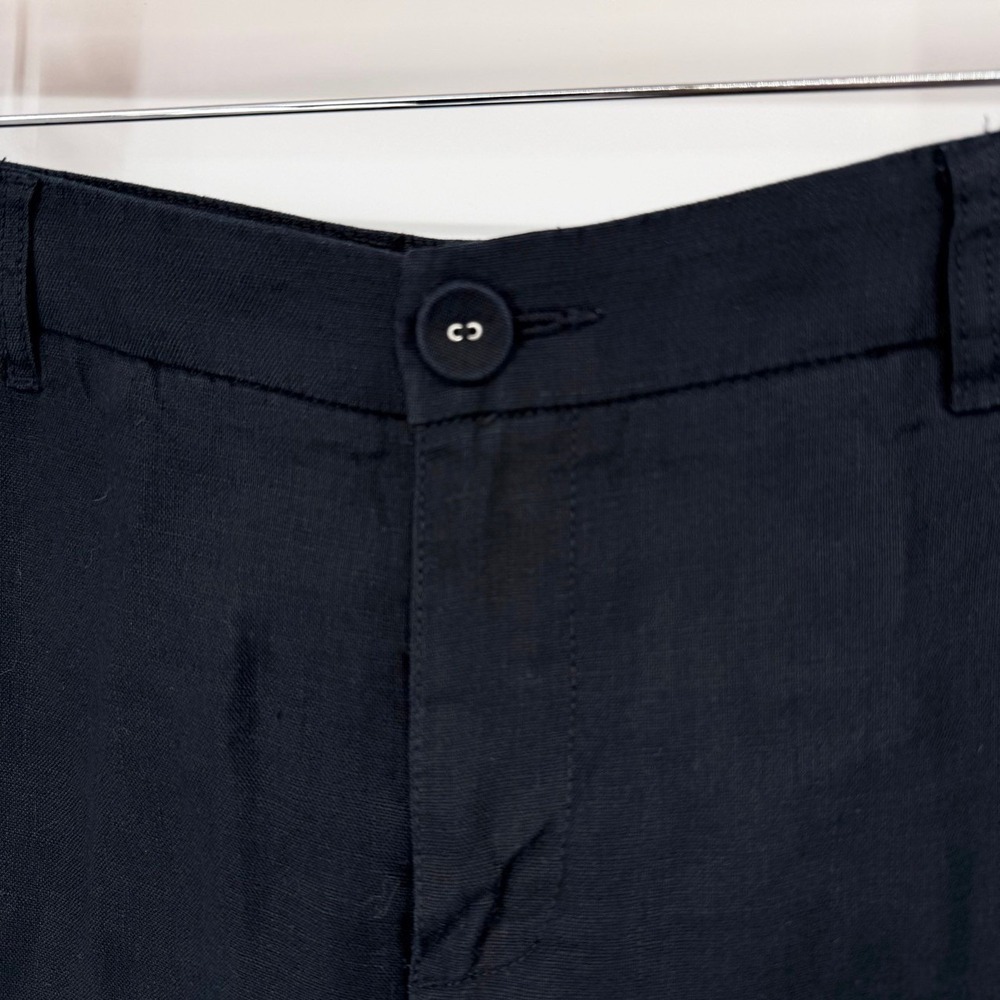 Garnet Hill Classic Linen Trousers Womens 6 Pants Wide Leg Black Coastal Luxury - Picture 6 of 9